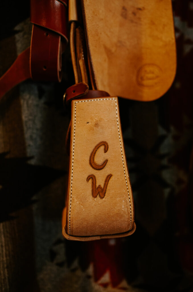 Jake Schmidt Saddlery Crawford Texas - Custom Leatherworking Initials on Saddle