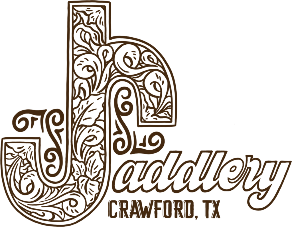 Jake Schmidt Saddlery Crawford, Texas - leather logo brown